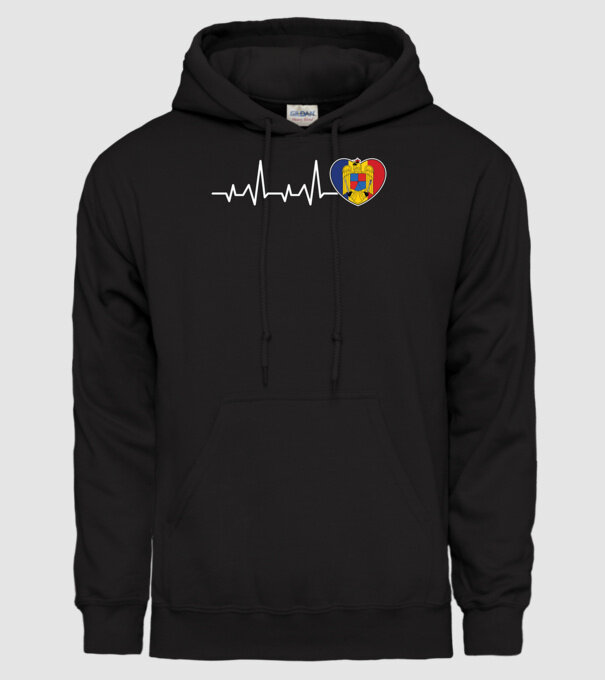 ROMANIA heartbeat model negru pe tricou