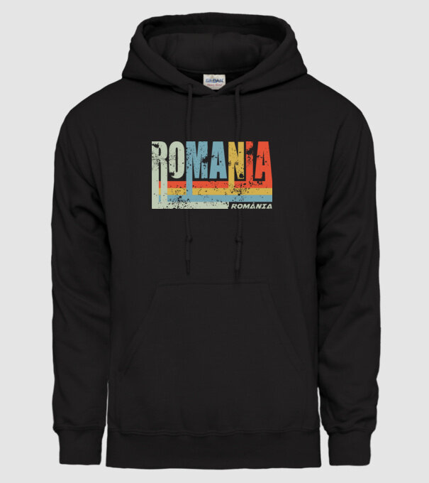 România retro model negru pe tricou