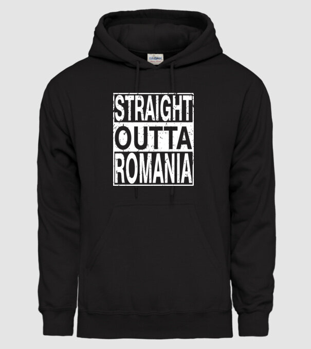 România straight outta model negru pe tricou
