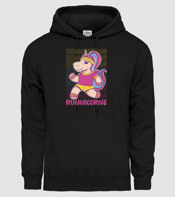 Runnicorns model negru pe tricou
