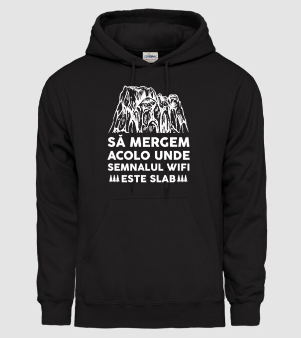 să mergem acolo unde semnalul wifi este slab model negru pe tricou