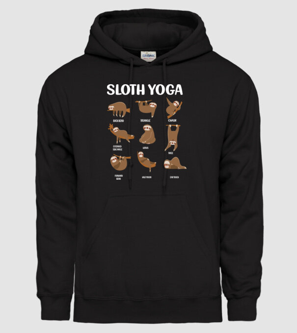 Sloth yoga model negru pe tricou