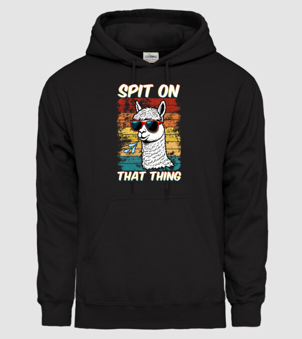 Spit on that thing llama rainbow Hawk Tuah model negru pe tricou