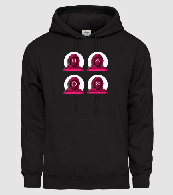 squid game characters model negru pe tricou