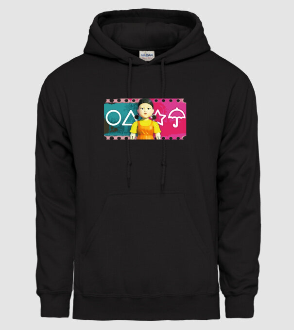 squid game drawing model negru pe tricou