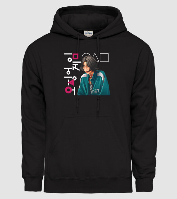 squid game player 067 model negru pe tricou