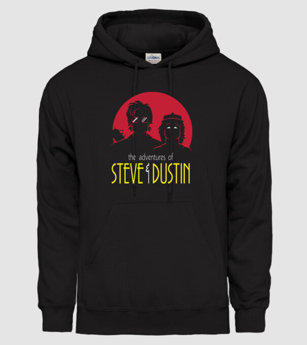steve and dustin model negru pe tricou