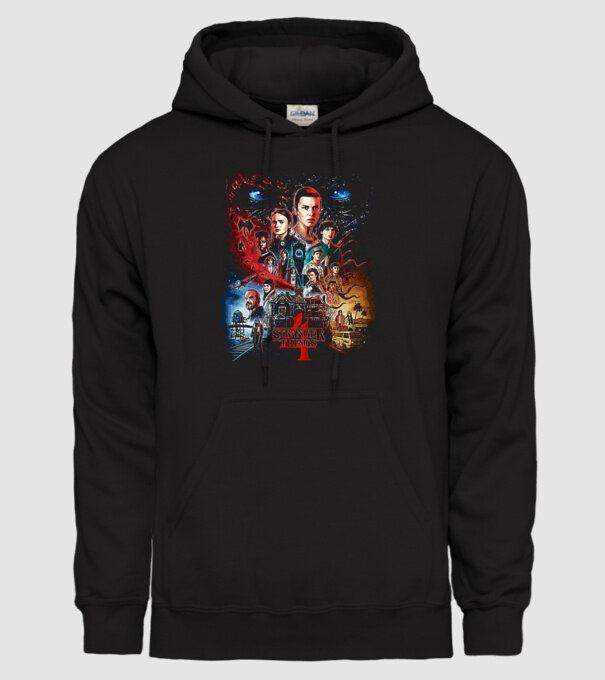 stranger things poster model negru pe tricou