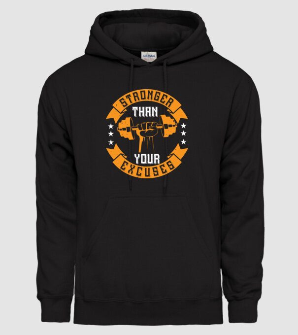 stronger than your excuses model negru pe tricou