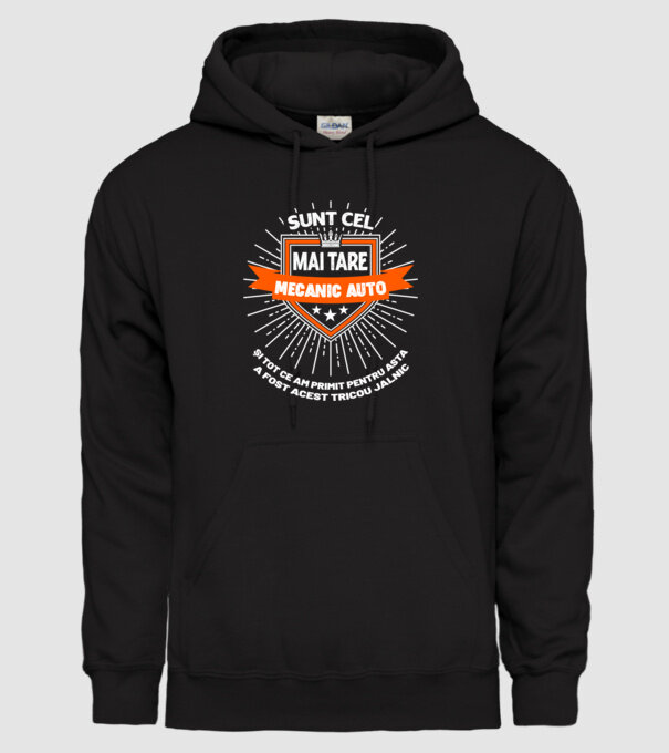 Sunt cel mai tare_mecanic auto model negru pe tricou