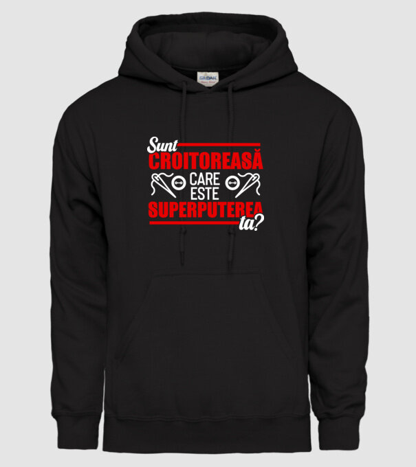 sunt croitoreasă, care este superputerea ta D1995486 model negru pe tricou