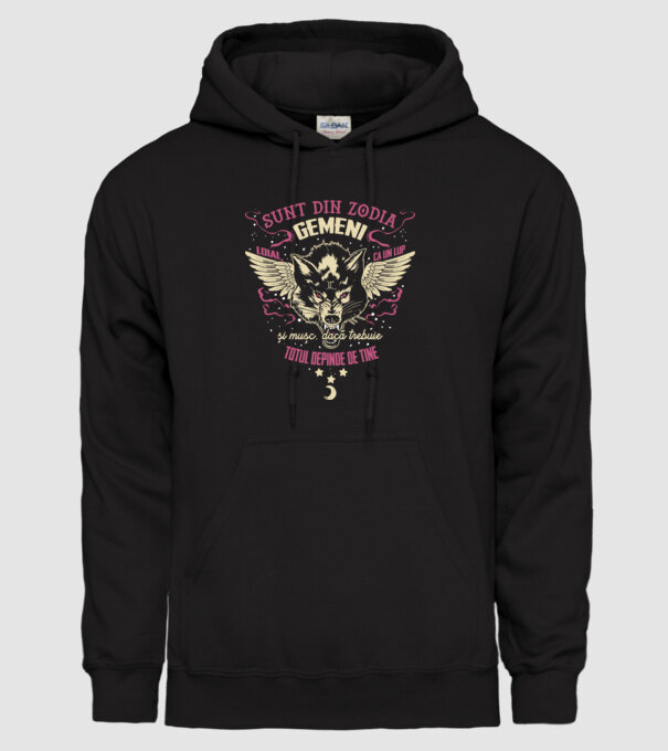 GEMENI model negru pe tricou