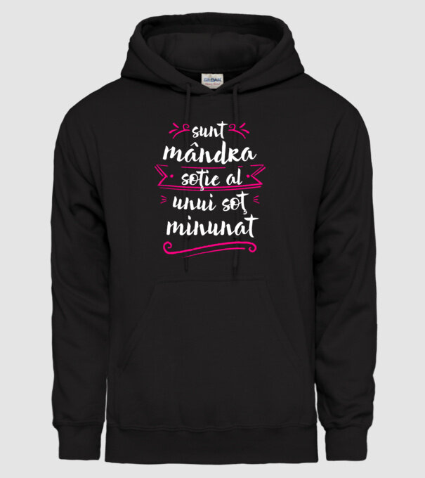Sunt mândra soție a unui soț minunat model negru pe tricou