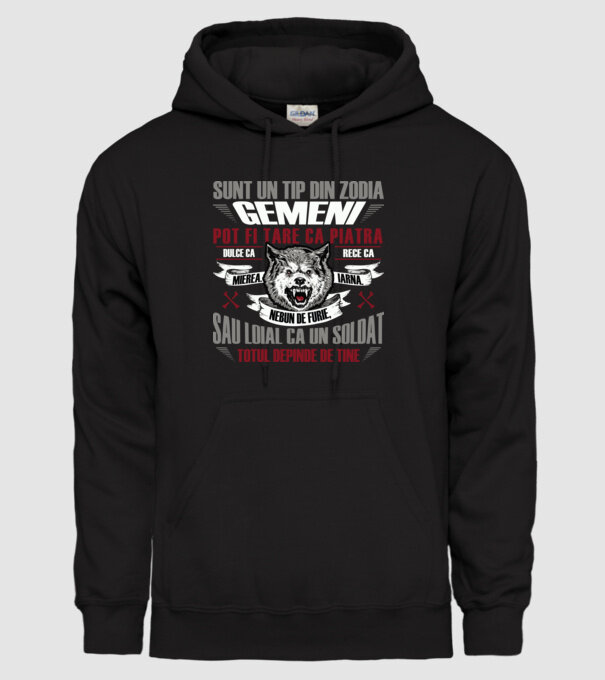 Sunt un tip din zodia Gemeni model negru pe tricou