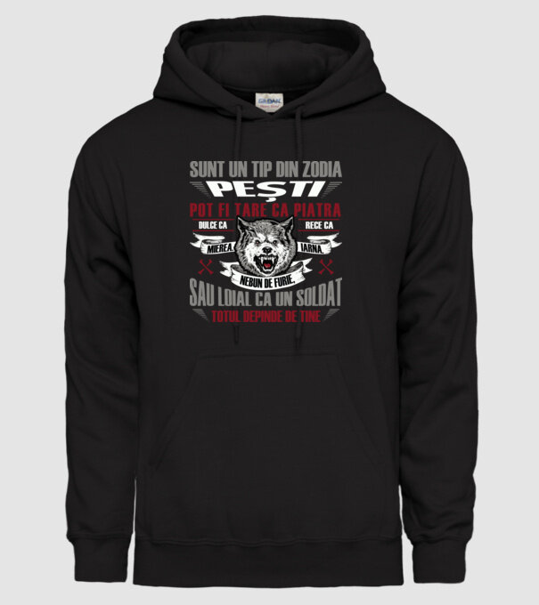 Sunt un tip din zodia Pești model negru pe tricou