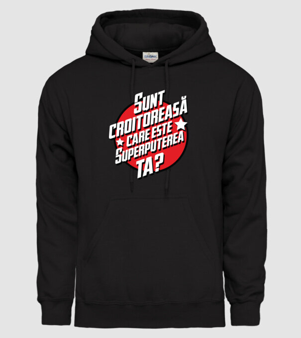 sunt croitoreasă, care este superputerea ta? model negru pe tricou