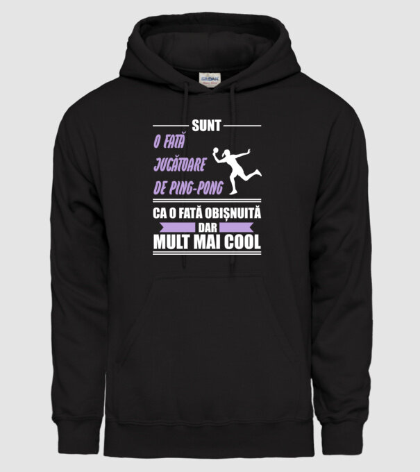 sunt o fată jucătoare de ping-pong, ca o fată obișnuită, dar mult mai cool model negru pe tricou