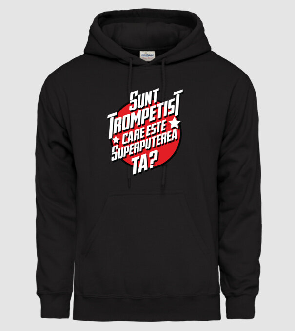 sunt trompetist, care este superputerea ta? model negru pe tricou