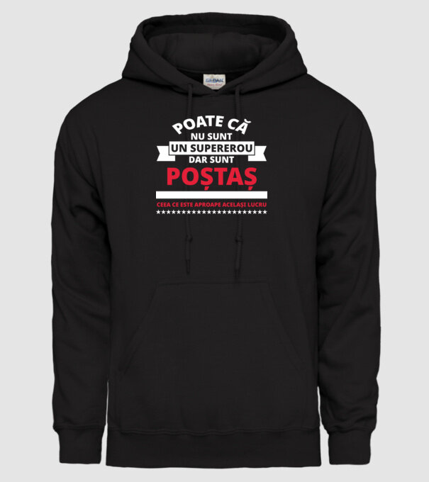 Supererou poştaş model negru pe tricou