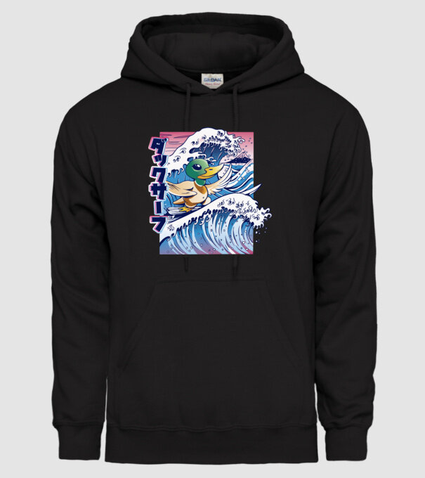Surfer Duck model negru pe tricou