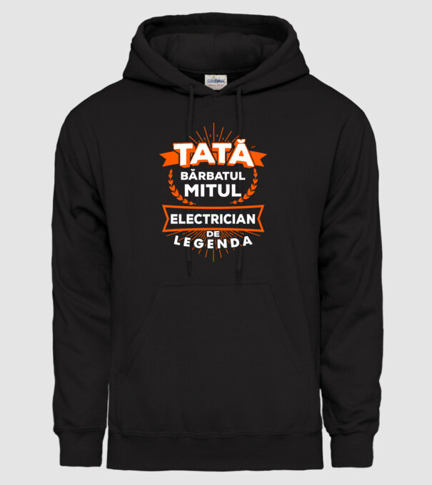 Tată - bărbatul, mitul, electrician de legendă model negru pe tricou