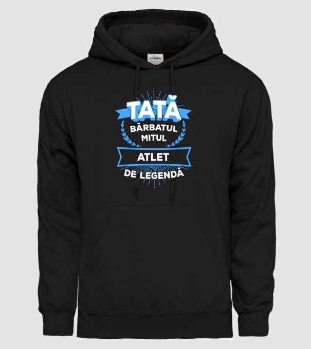 TATĂ - bărbatul, mitul, atlet de legendă model negru pe tricou