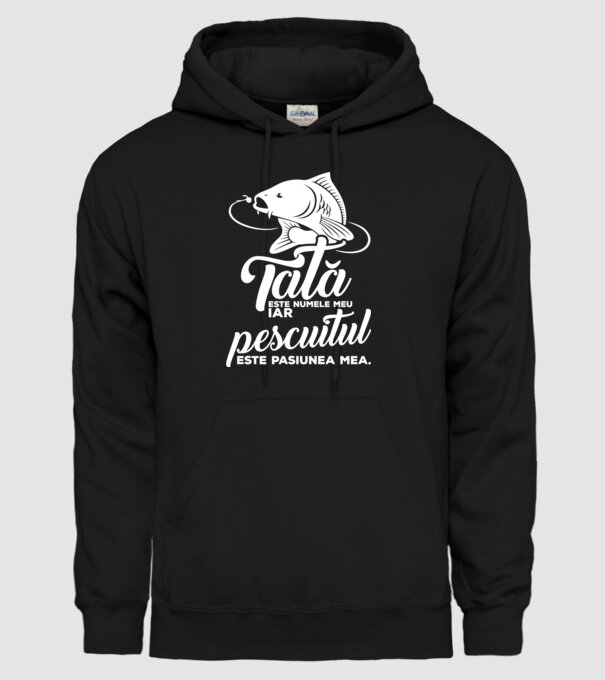 Tată este numele meu, iar pescuitul este pasiunea mea model negru pe tricou