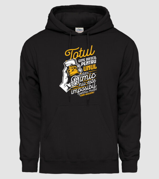 Totul este dificil pentru unul, dar nimic nu este imposibil pentru mulți! Team-building model negru pe tricou
