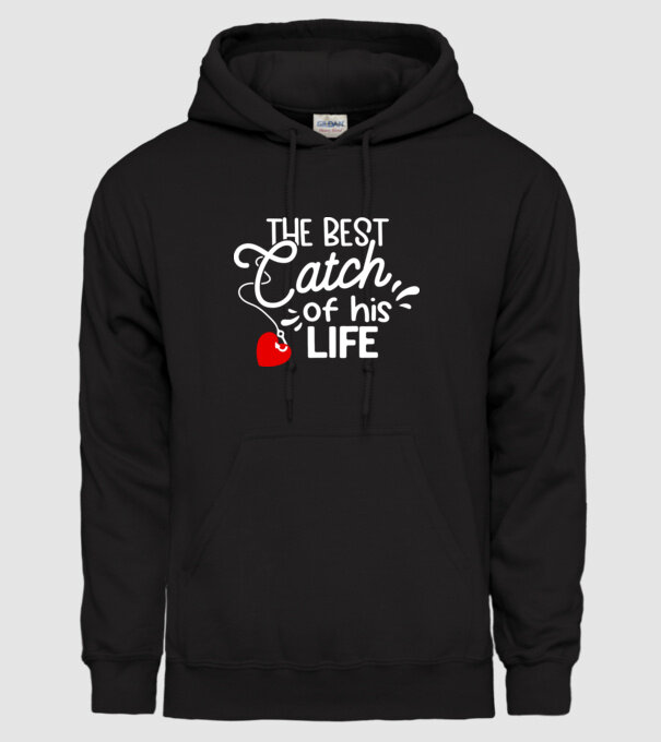 The best catch fehér model negru pe tricou