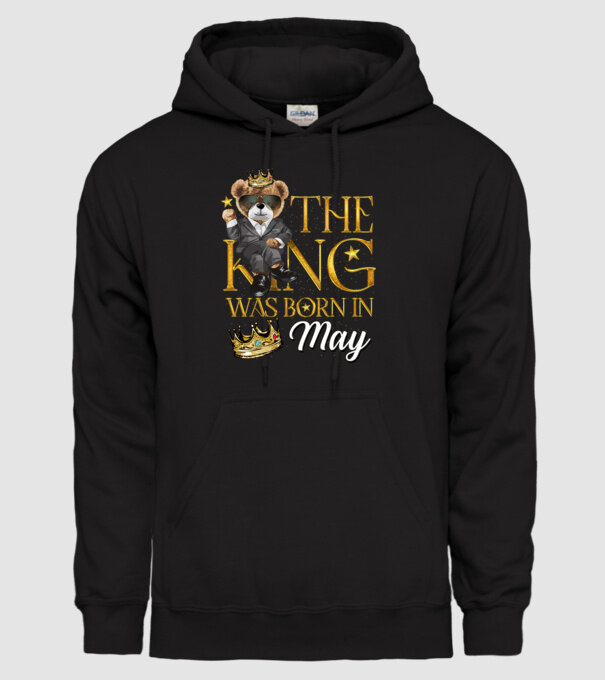 The king was born int MAY model negru pe tricou
