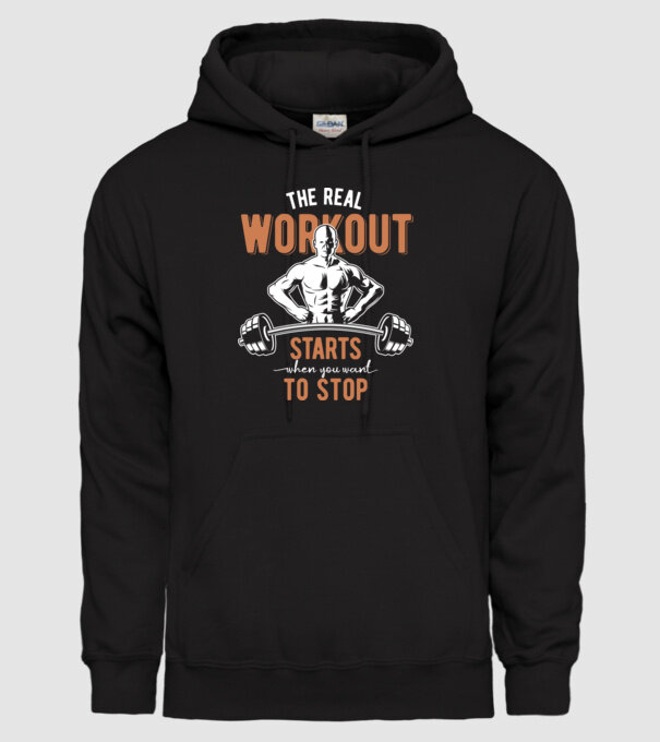 The Real Workout model negru pe tricou