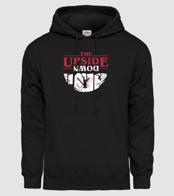 the upside down logo model negru pe tricou