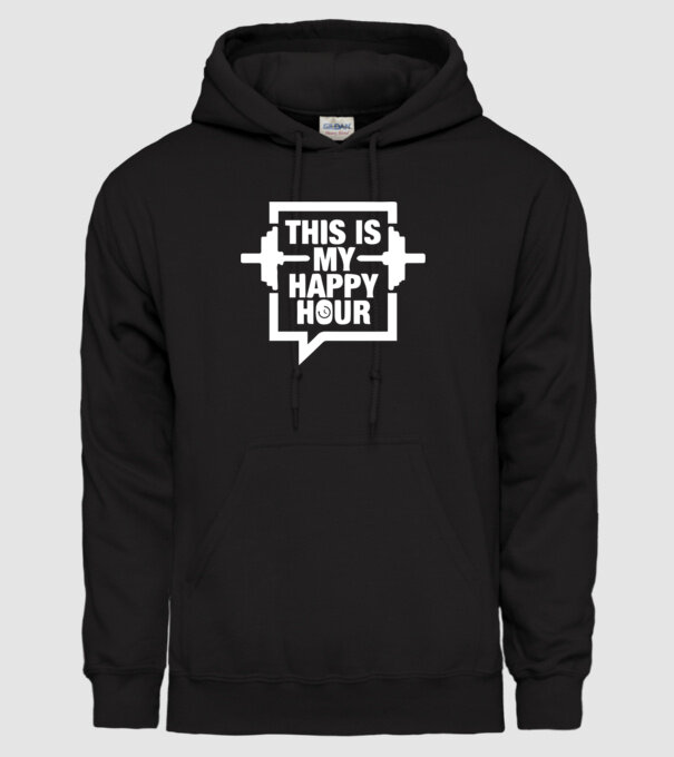 this is my happy hour model negru pe tricou