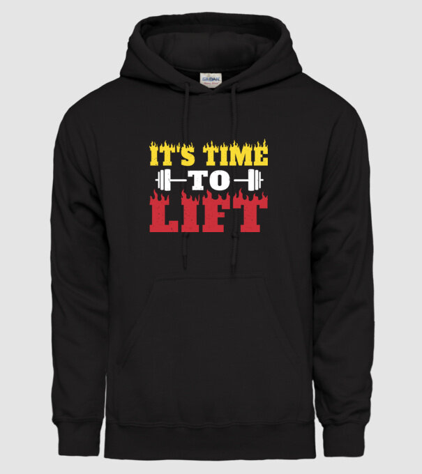 Time to lift model negru pe tricou