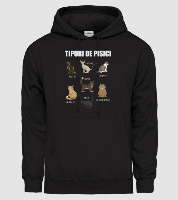 Tipuri de pisici model negru pe tricou