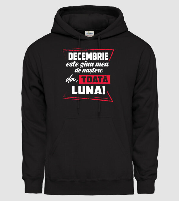 Toată luna DECEMBRIE model negru pe tricou