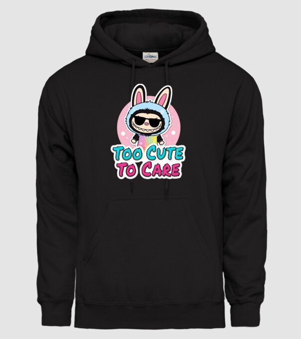 Too cute to care model negru pe tricou