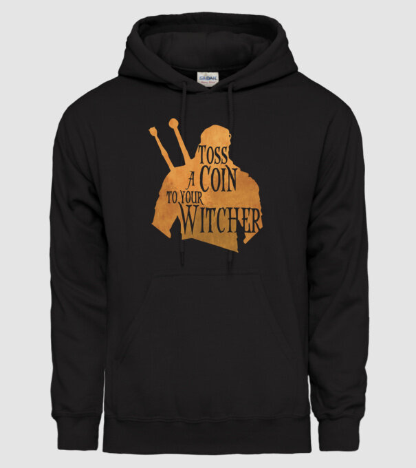 Toss a Coin to your Witcher model negru pe tricou
