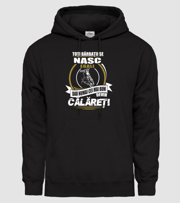 Toți bărbații se nasc egali călăreți model negru pe tricou