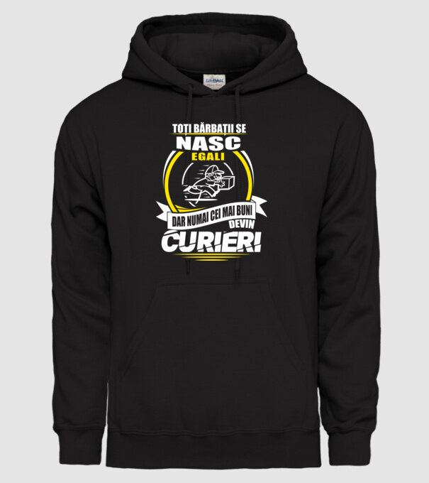 Toți bărbații se nasc egali curieri model negru pe tricou