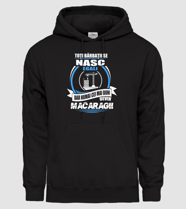 Toți bărbații se nasc egali macaragii model negru pe tricou