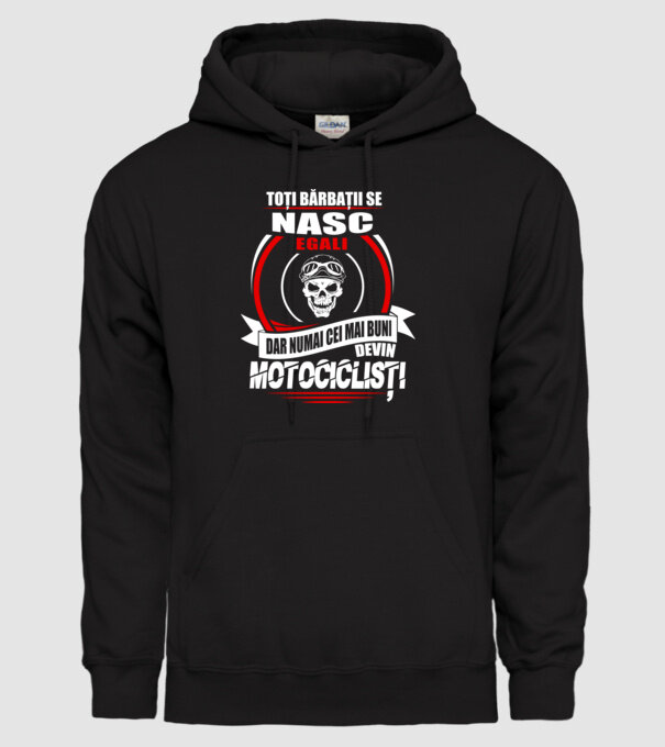 Toți bărbații se nasc egali motocicliști model negru pe tricou