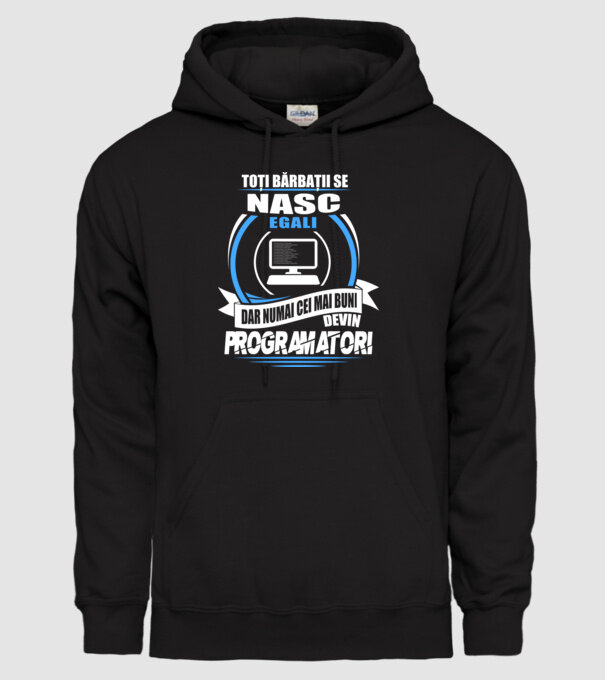 Toți bărbații se nasc egali programatori model negru pe tricou