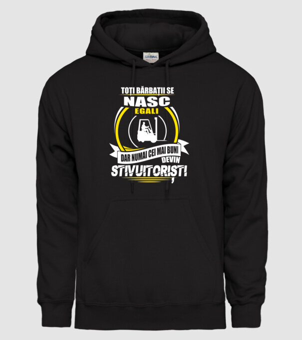 Toți bărbații se nasc egali stivuitoriști model negru pe tricou