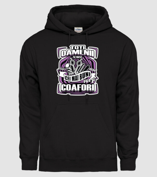 Toți oamenii coafori model negru pe tricou