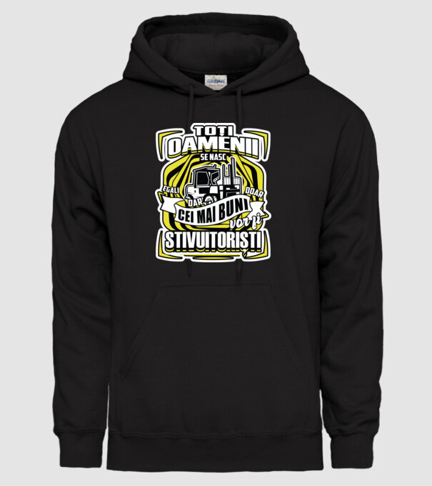 Toți oamenii stivuitoriști model negru pe tricou