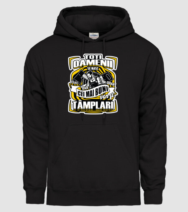 Toți oamenii tâmplari model negru pe tricou