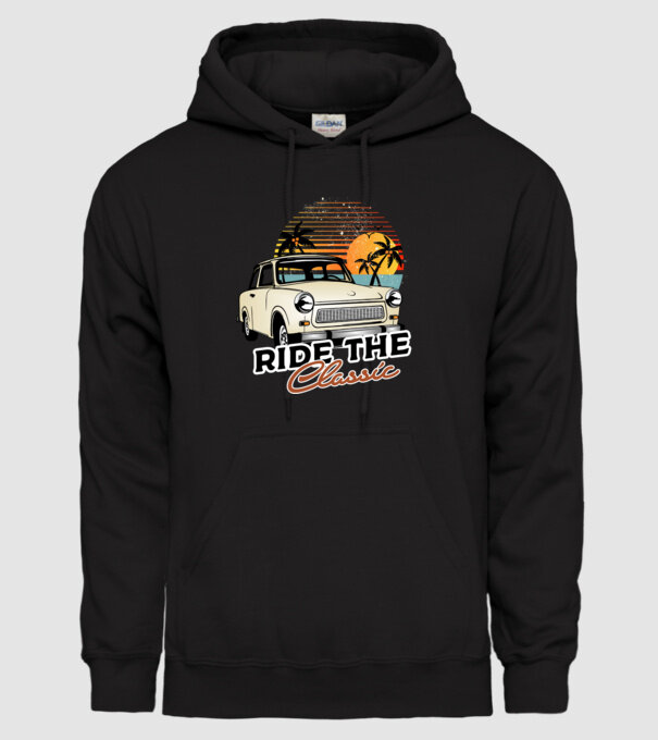 Trabant Ride The Classic model negru pe tricou
