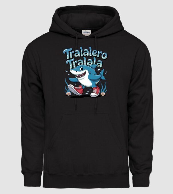 Tralalero Tralala drăguț model negru pe tricou