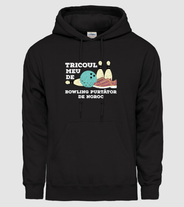 tricoul meu de bowling purtător de noroc model negru pe tricou